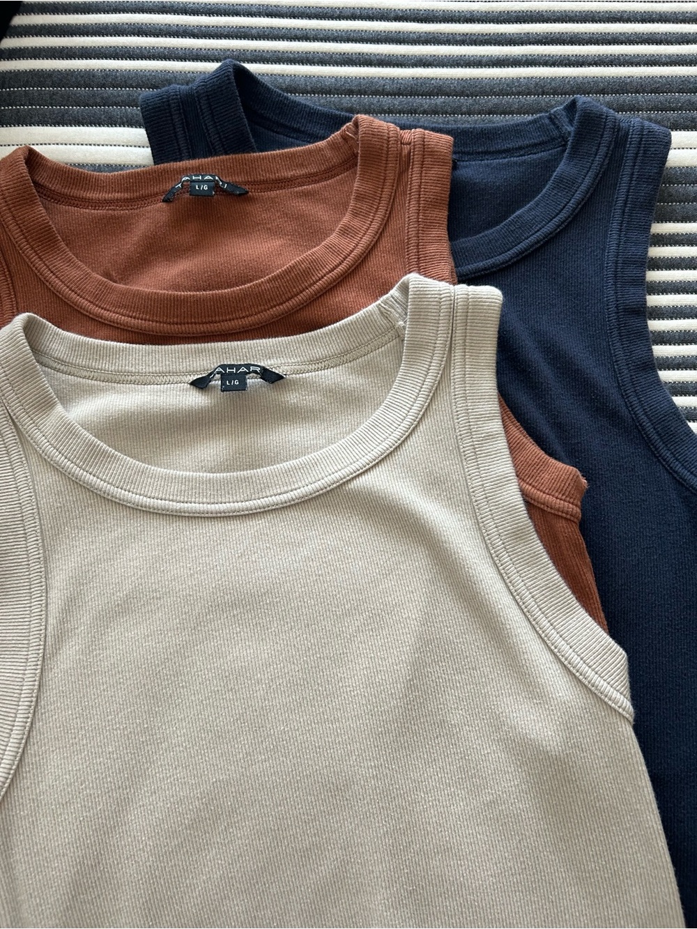Tahari Tank Top Trio — Cream, Rust, Navy